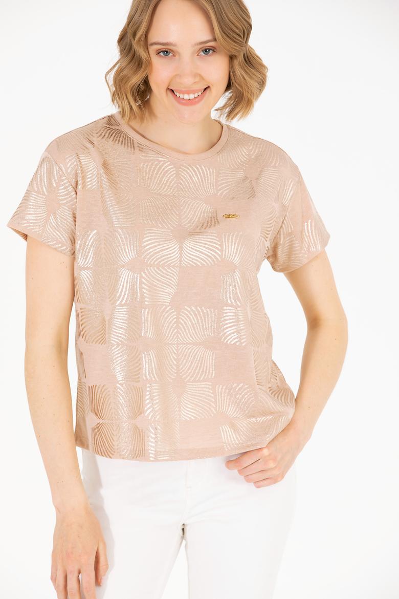 Kadın Çok Renkli Bisiklet Yaka Tişört - 50265367012