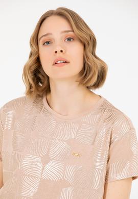 Kadın Çok Renkli Bisiklet Yaka Tişört - 50265367012