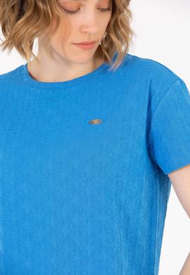 Kadın Saks Bisiklet Yaka Tişört - 50263105003