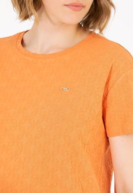 Kadın Kiremit Bisiklet Yaka Tişört - 50263105019