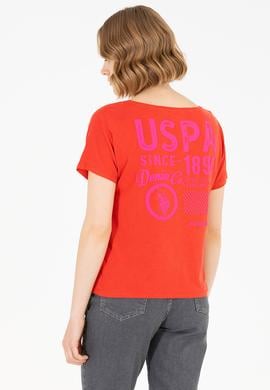 Kadın Kırmızı Bisiklet Yaka Tişört - 50264185019