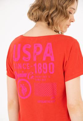 Kadın Kırmızı Bisiklet Yaka Tişört - 50264185019