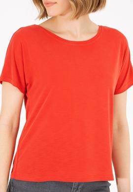 Kadın Kırmızı Bisiklet Yaka Tişört - 50264185019