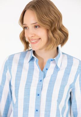 Kadın Saks Uzun Kollu Gömlek - 50263663029