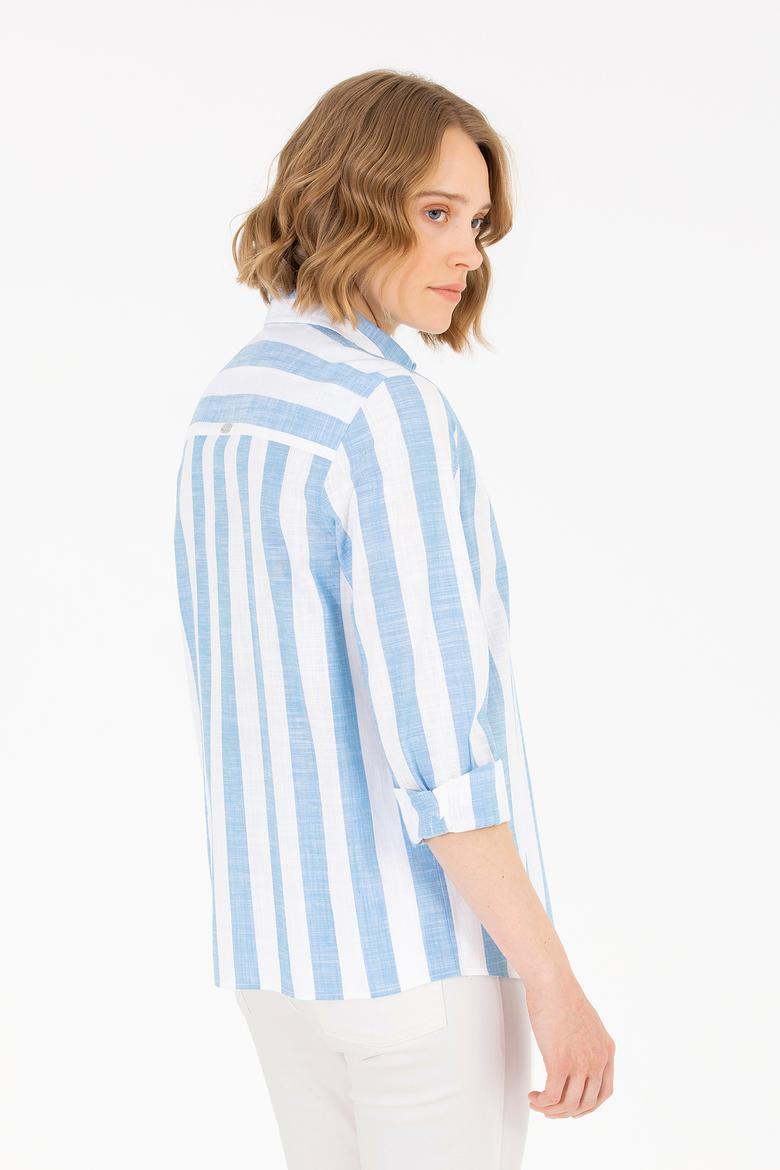 Kadın Saks Uzun Kollu Gömlek - 50263663029