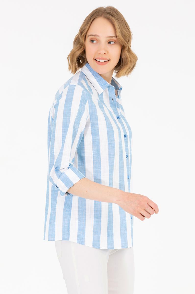 Kadın Saks Uzun Kollu Gömlek