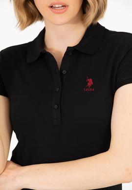 Kadın Siyah Polo Yaka Tişört - 50277087008