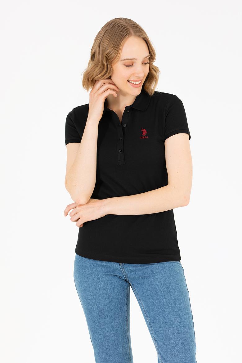 Kadın Siyah Polo Yaka Tişört