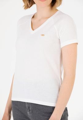 Kadın Ekru V Yaka Tişört - 50262532022