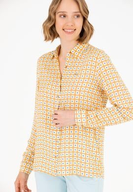 Kadın Somon Uzun Kollu Gömlek - 50264488004