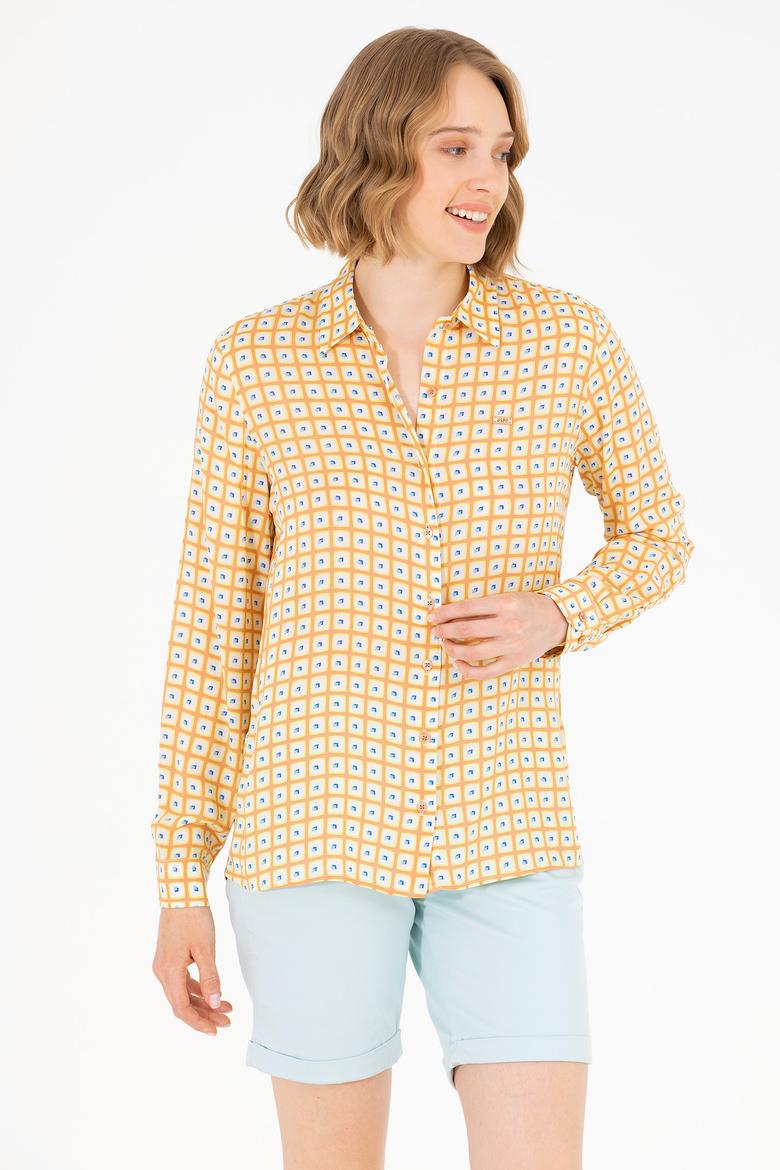 Kadın Somon Uzun Kollu Gömlek - 50264488004