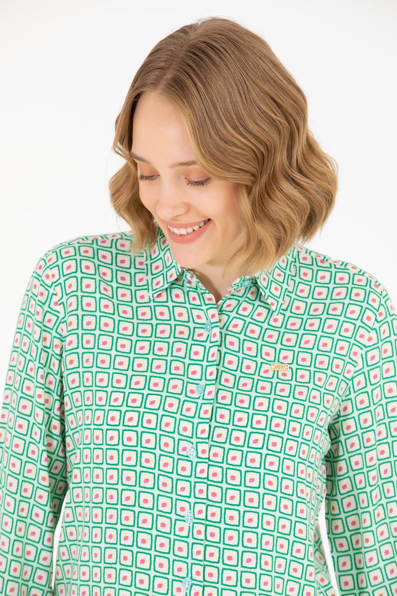 Kadın Mint Uzun Kollu Gömlek - 50264488014