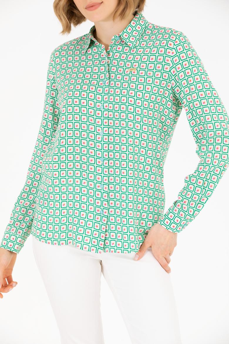 Kadın Mint Uzun Kollu Gömlek - 50264488014