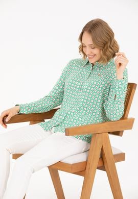 Kadın Mint Uzun Kollu Gömlek - 50264488014
