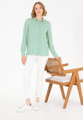 Kadın Mint Uzun Kollu Gömlek - 50264488014