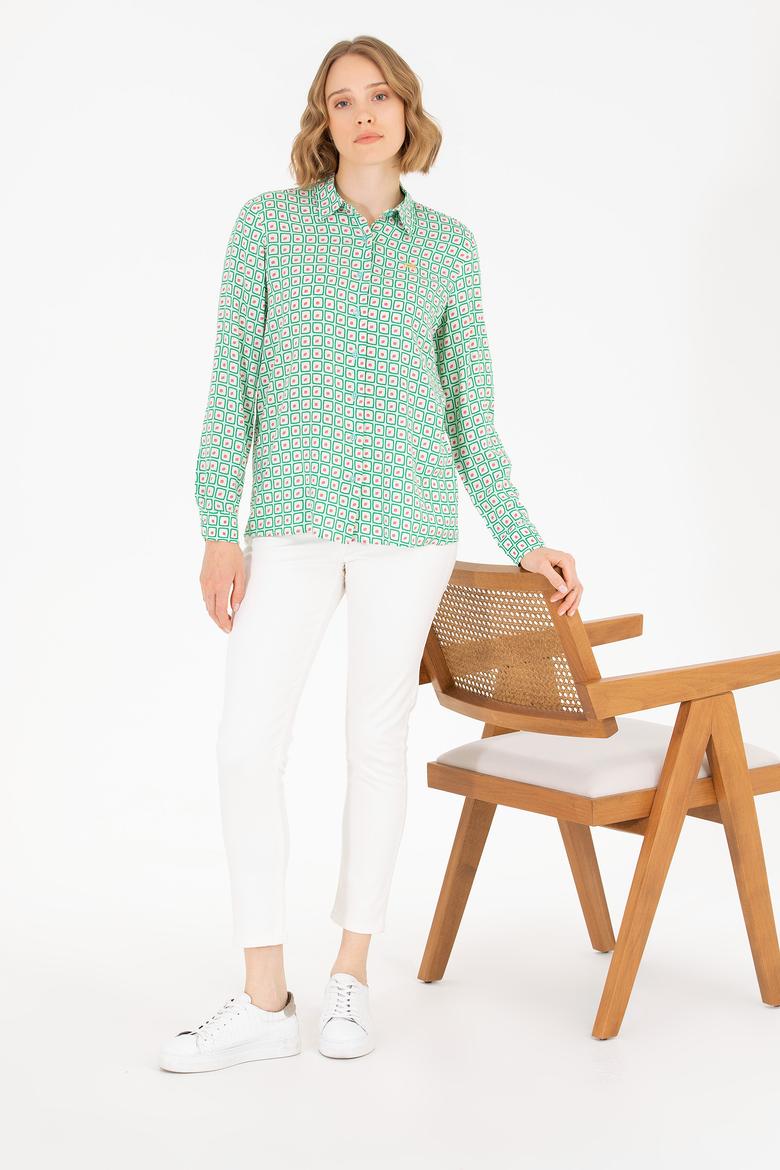 Kadın Mint Uzun Kollu Gömlek - 50264488014