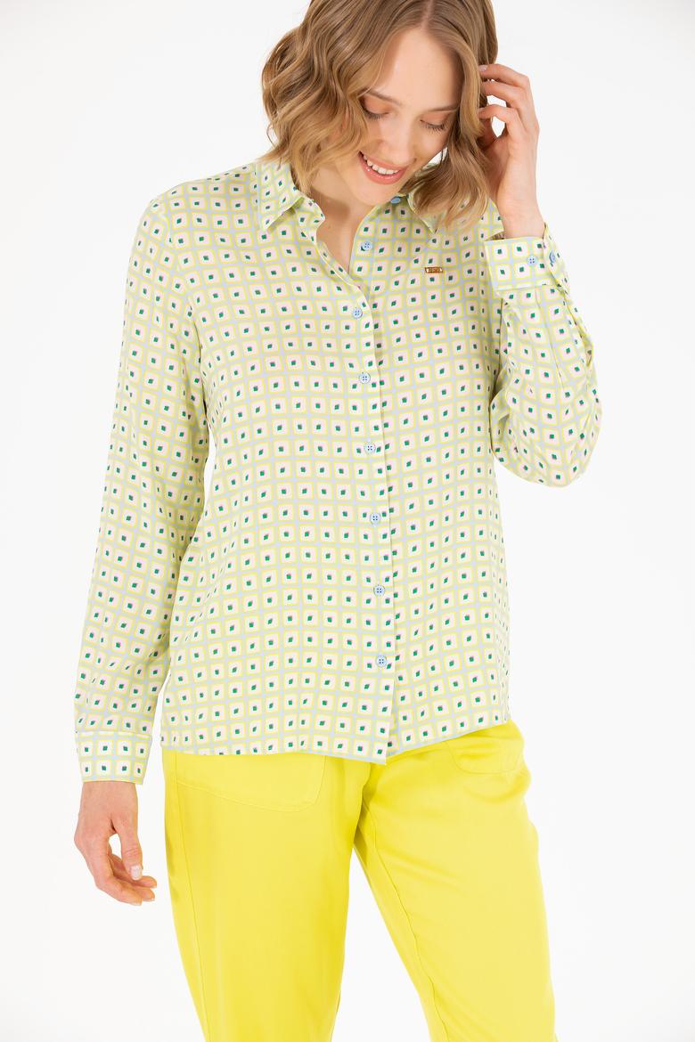 Kadın Mavi Uzun Kollu Gömlek - 50264488020