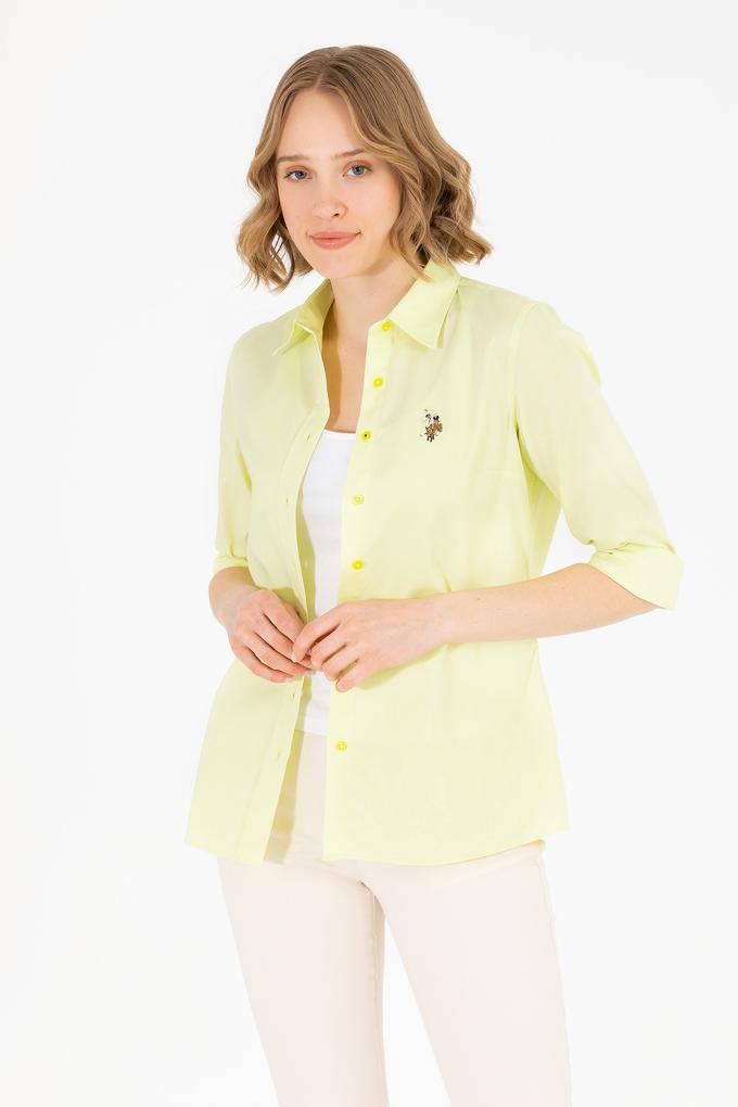 Kadın Neon Sarı Uzun Kollu Basic Gömlek