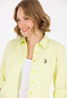 Kadın Neon Sarı Uzun Kollu Basic Gömlek - 50262849053