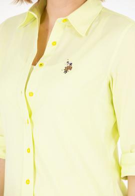 Kadın Neon Sarı Uzun Kollu Basic Gömlek - 50262849053