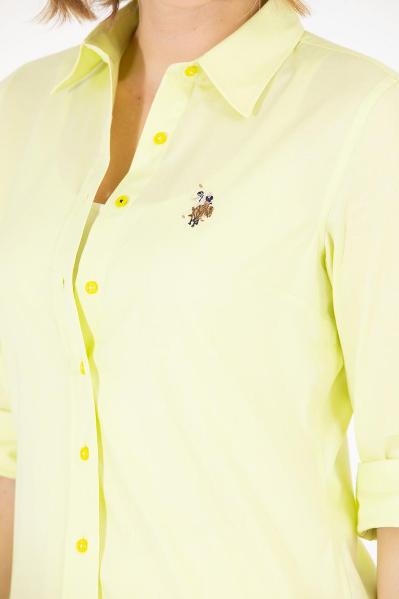 Kadın Neon Sarı Uzun Kollu Basic Gömlek - 50262849053