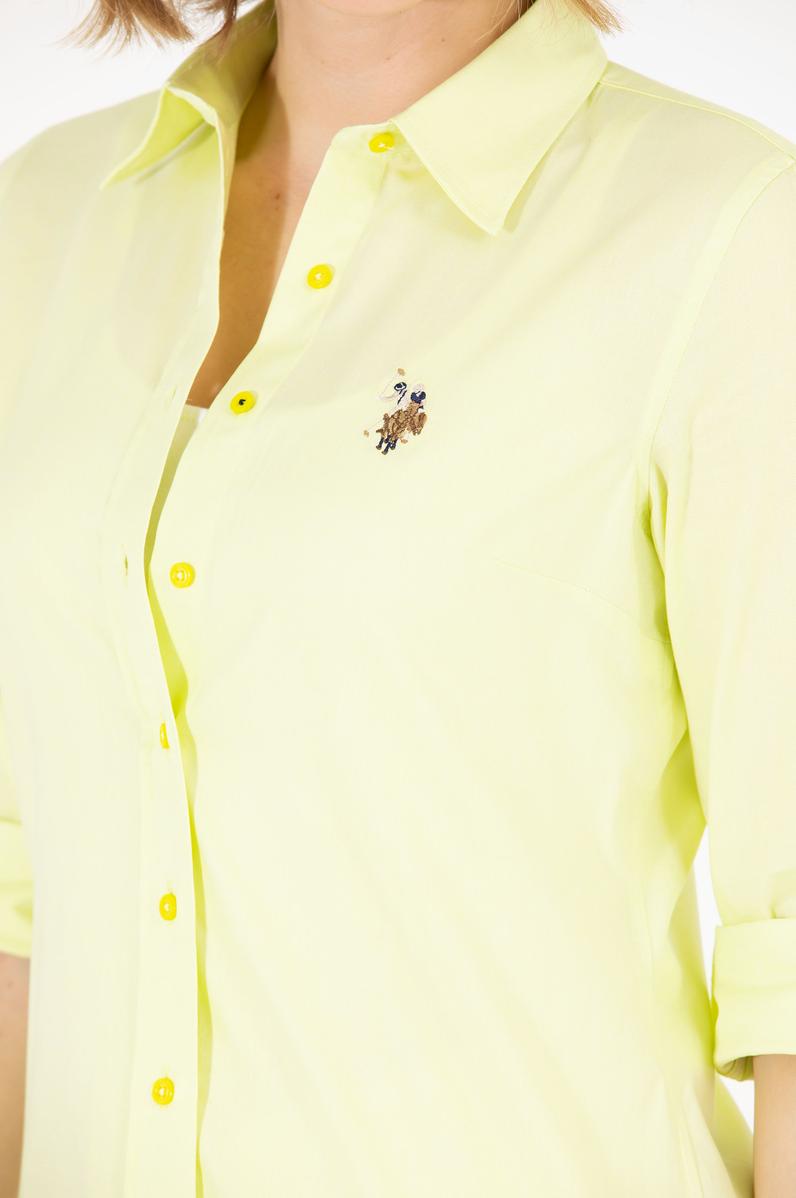 Kadın Neon Sarı Uzun Kollu Basic Gömlek
