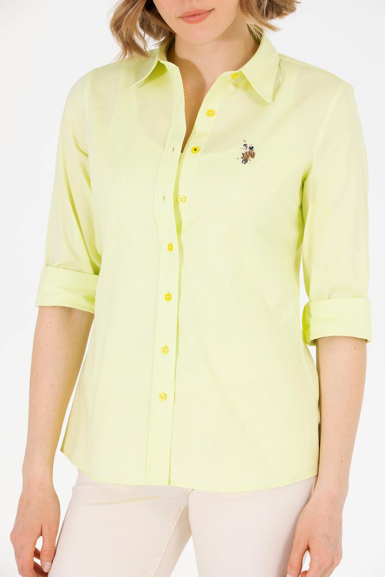 Kadın Neon Sarı Uzun Kollu Basic Gömlek - 50262849053