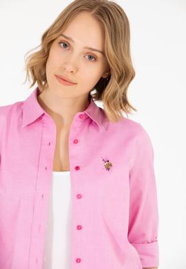 Kadın Fuşya Uzun Kollu Basic Gömlek - 50262849107