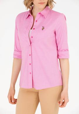 Kadın Fuşya Uzun Kollu Basic Gömlek - 50262849107