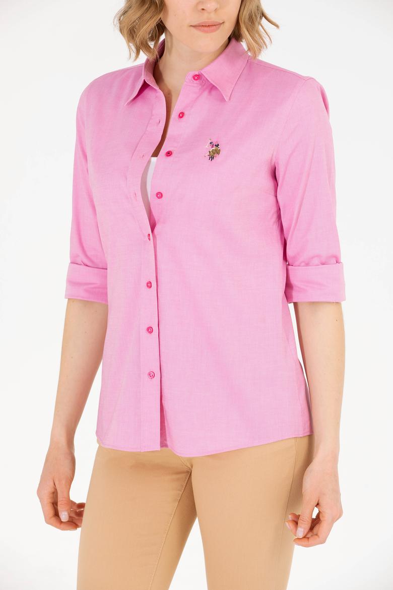 Kadın Fuşya Uzun Kollu Basic Gömlek - 50262849107