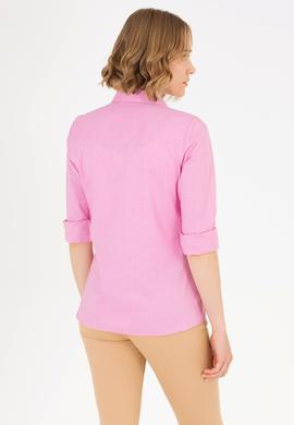 Kadın Fuşya Uzun Kollu Basic Gömlek - 50262849107