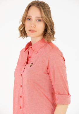 Kadın Kırmızı Uzun Kollu Basic Gömlek - 50262849117