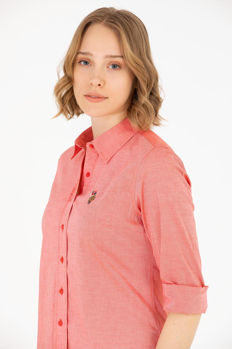 Kadın Kırmızı Uzun Kollu Basic Gömlek - 50262849117