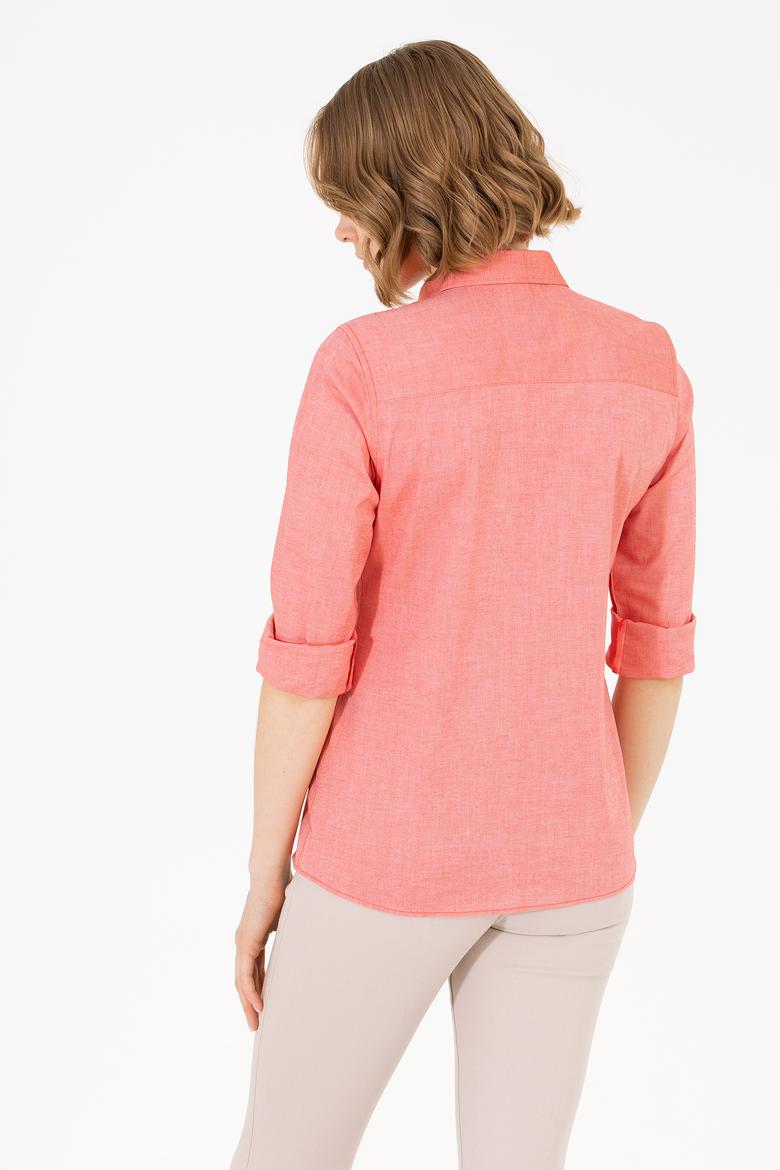 Kadın Kırmızı Uzun Kollu Basic Gömlek - 50262849117