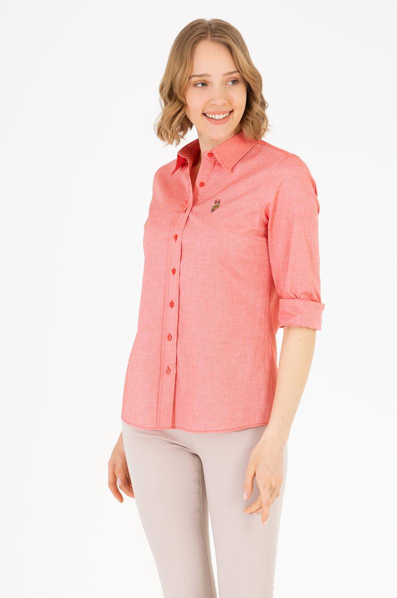 Kadın Kırmızı Uzun Kollu Basic Gömlek