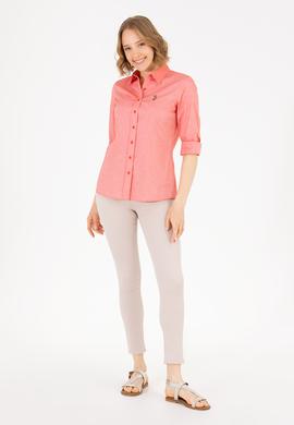 Kadın Kırmızı Uzun Kollu Basic Gömlek - 50262849117