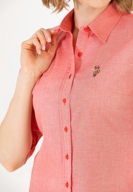 Kadın Kırmızı Uzun Kollu Basic Gömlek - 50262849117