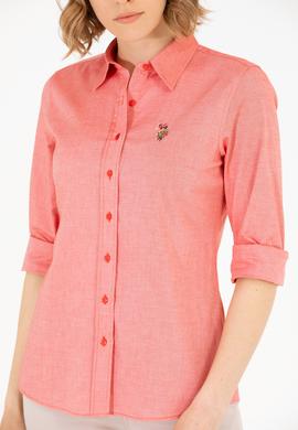 Kadın Kırmızı Uzun Kollu Basic Gömlek - 50262849117