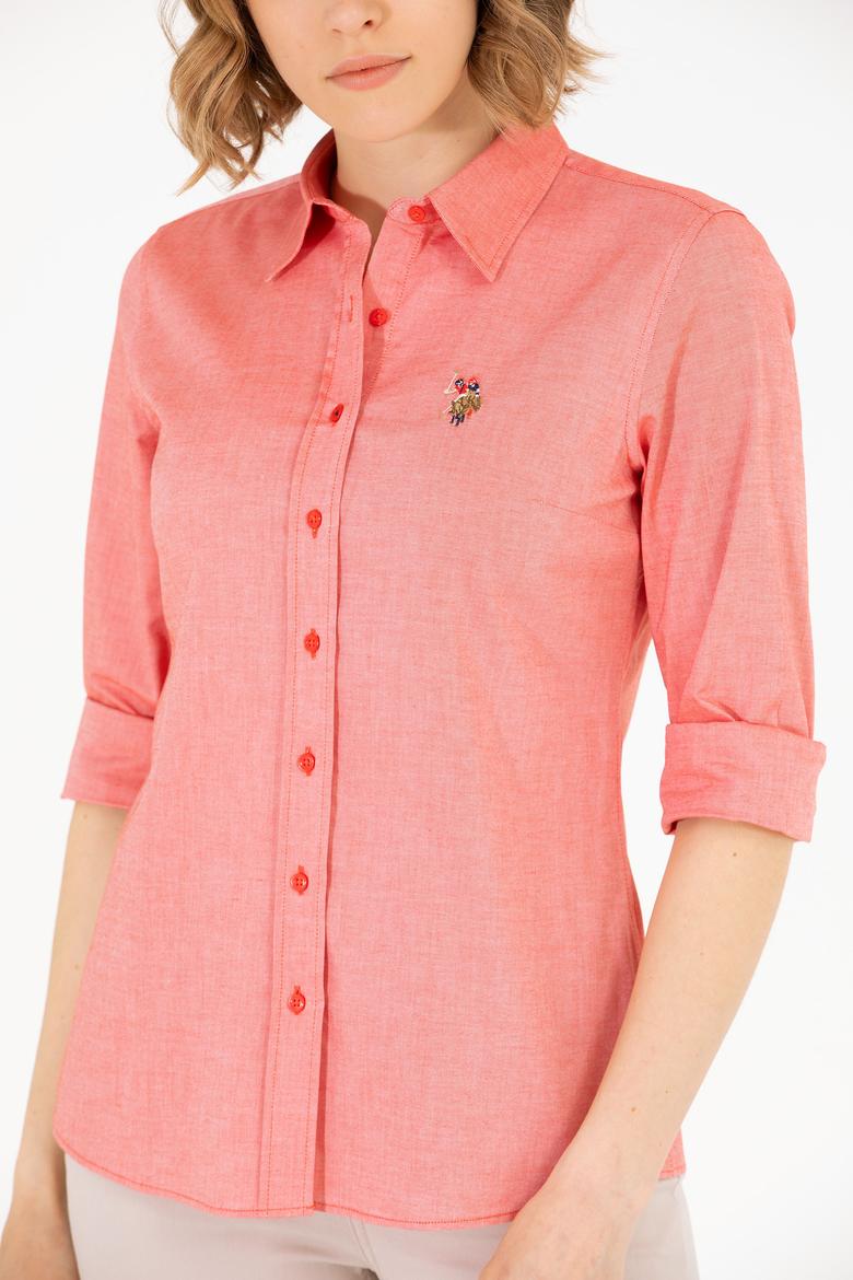 Kadın Kırmızı Uzun Kollu Basic Gömlek - 50262849117