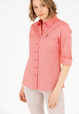 Kadın Kırmızı Uzun Kollu Basic Gömlek - 50262849117