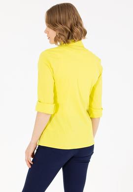Kadın Neon Sarı Uzun Kollu Basic Gömlek - 50262883081