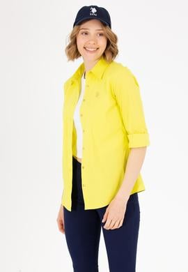 Kadın Neon Sarı Uzun Kollu Basic Gömlek - 50262883081