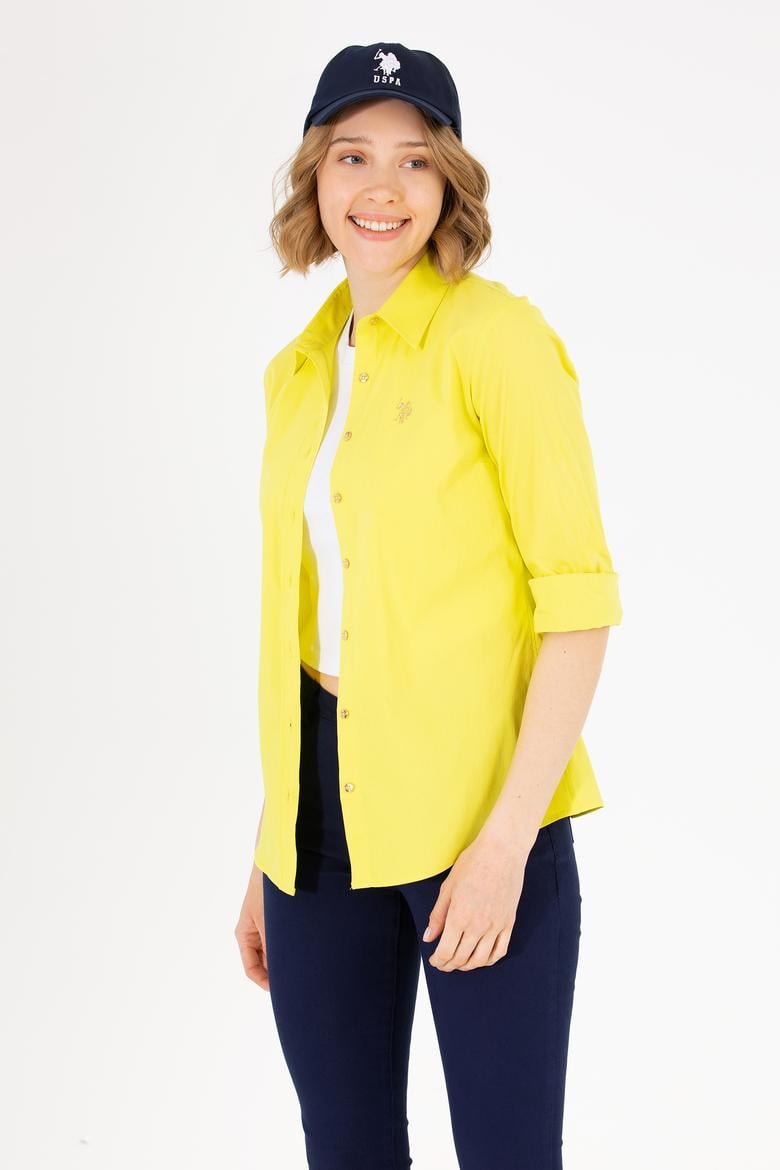 Kadın Neon Sarı Uzun Kollu Basic Gömlek - 50262883081