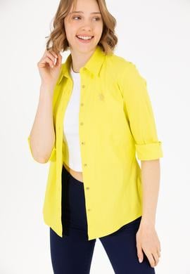 Kadın Neon Sarı Uzun Kollu Basic Gömlek - 50262883081