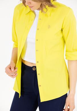 Kadın Neon Sarı Uzun Kollu Basic Gömlek - 50262883081