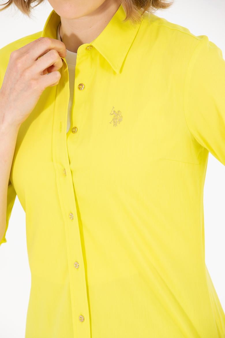 Kadın Neon Sarı Uzun Kollu Basic Gömlek - 50262883081