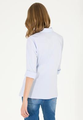 Kadın Açık Mavi Uzun Kollu Basic Gömlek - 50262887011