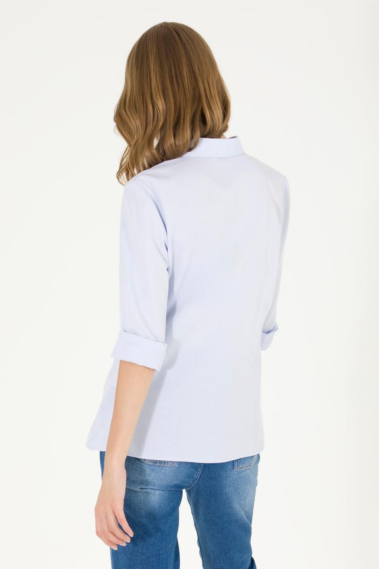 Kadın Açık Mavi Uzun Kollu Basic Gömlek - 50262887011