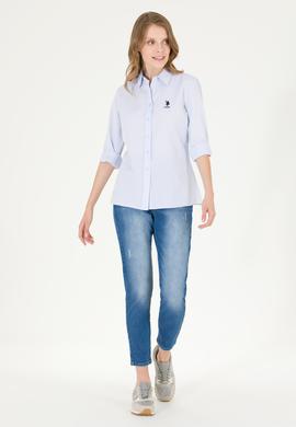 Kadın Açık Mavi Uzun Kollu Basic Gömlek - 50262887011