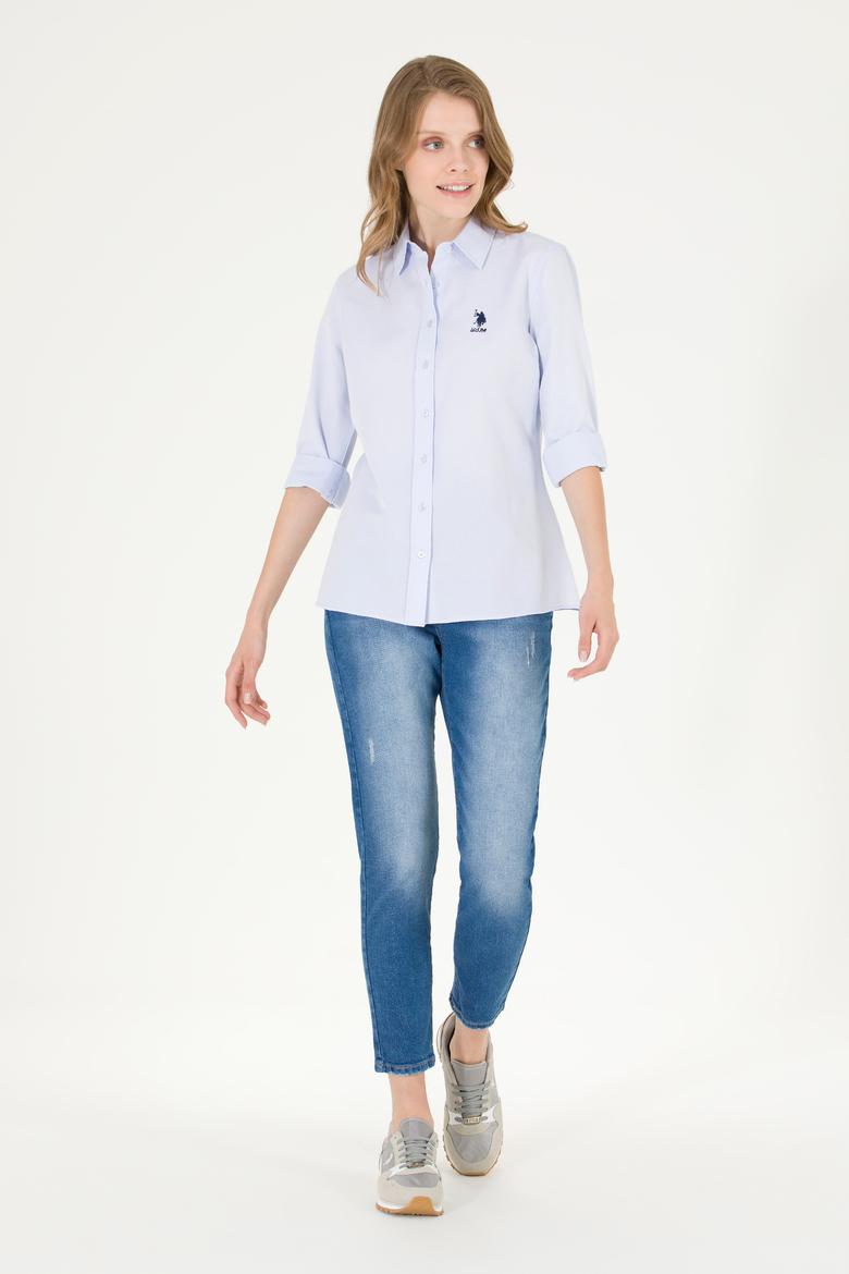 Kadın Açık Mavi Uzun Kollu Basic Gömlek - 50262887011
